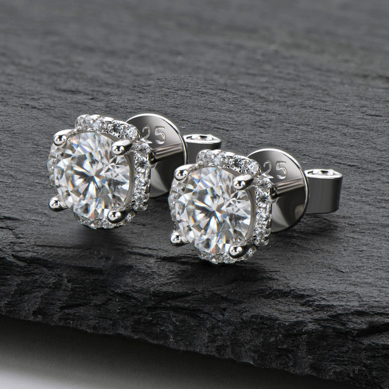 925 Sterling Silver Classic Round Cut Stud Earrings