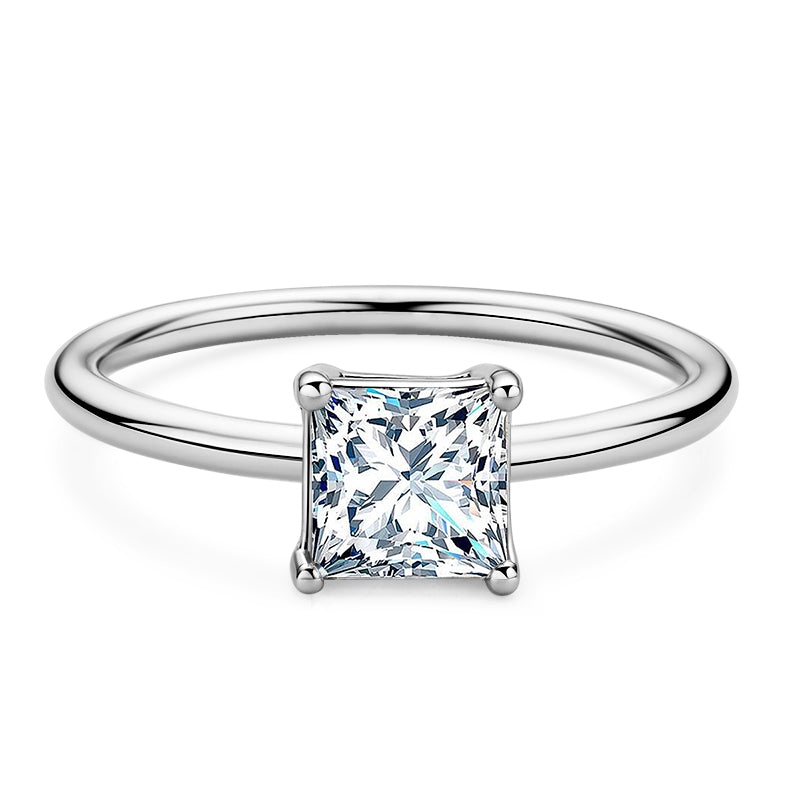 925 Sterling Silver Solitaire Princess Cut CZ Ring