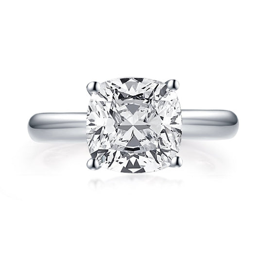 925 Sterling Silver Cushion CZ Solitaire Ring