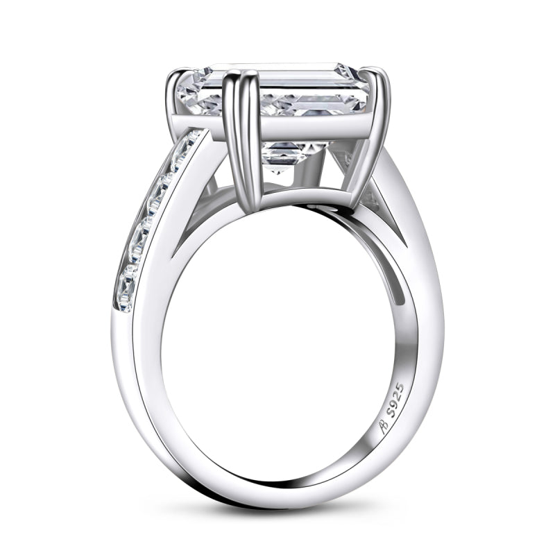 925 Sterling Silver Asscher Cut Created Diamond  Ring