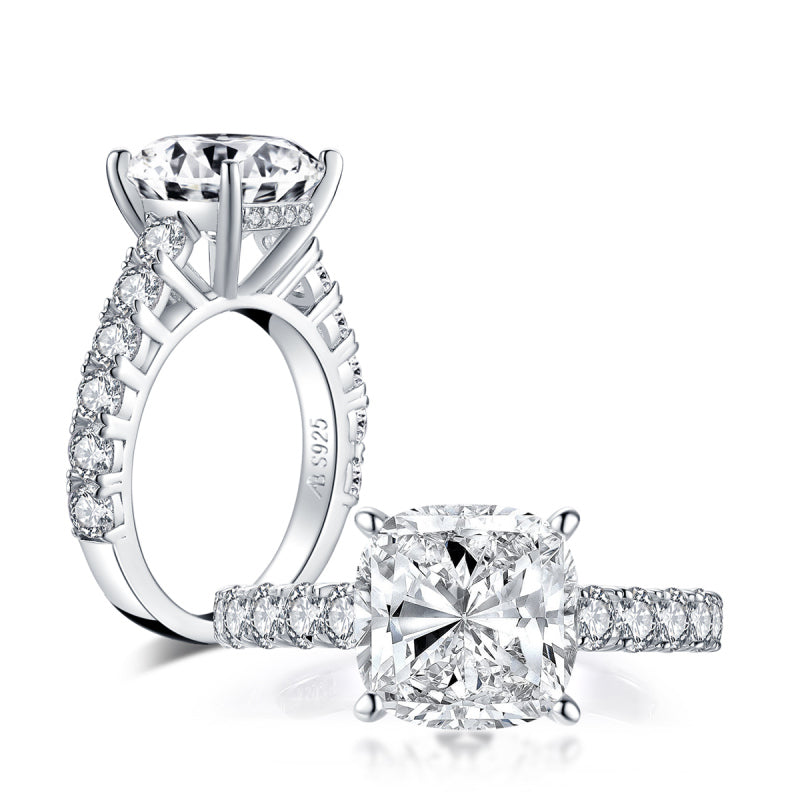 925 Sterling Silver Classic Cushion Cut CZ Diamond Ring