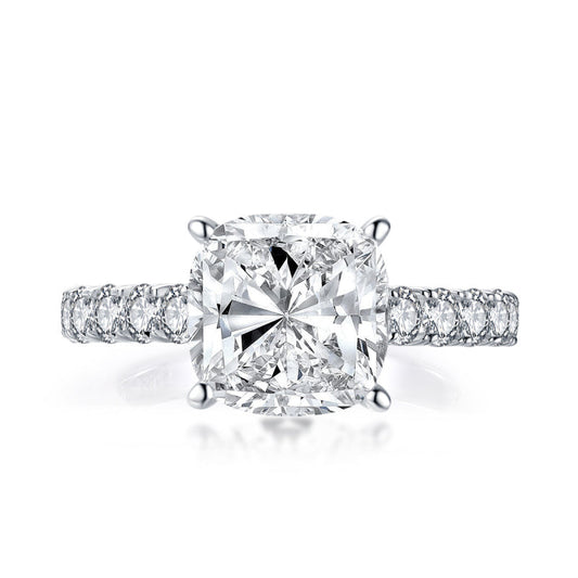 925 Sterling Silver Classic Cushion Cut CZ Diamond Ring