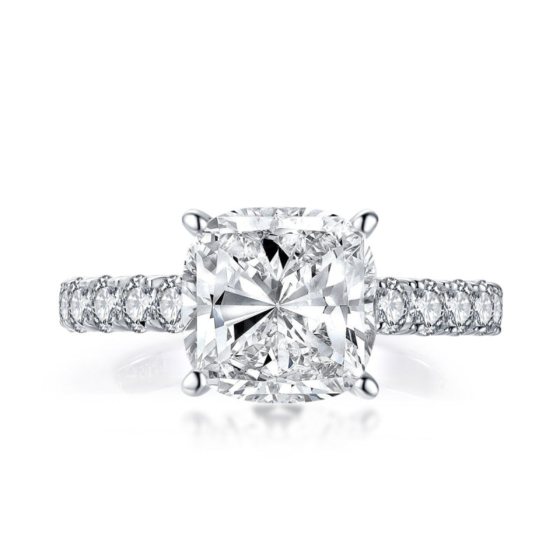 925 Sterling Silver Classic Cushion Cut CZ Diamond Ring