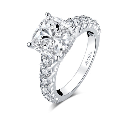 925 Sterling Silver Classic Cushion Cut CZ Diamond Ring