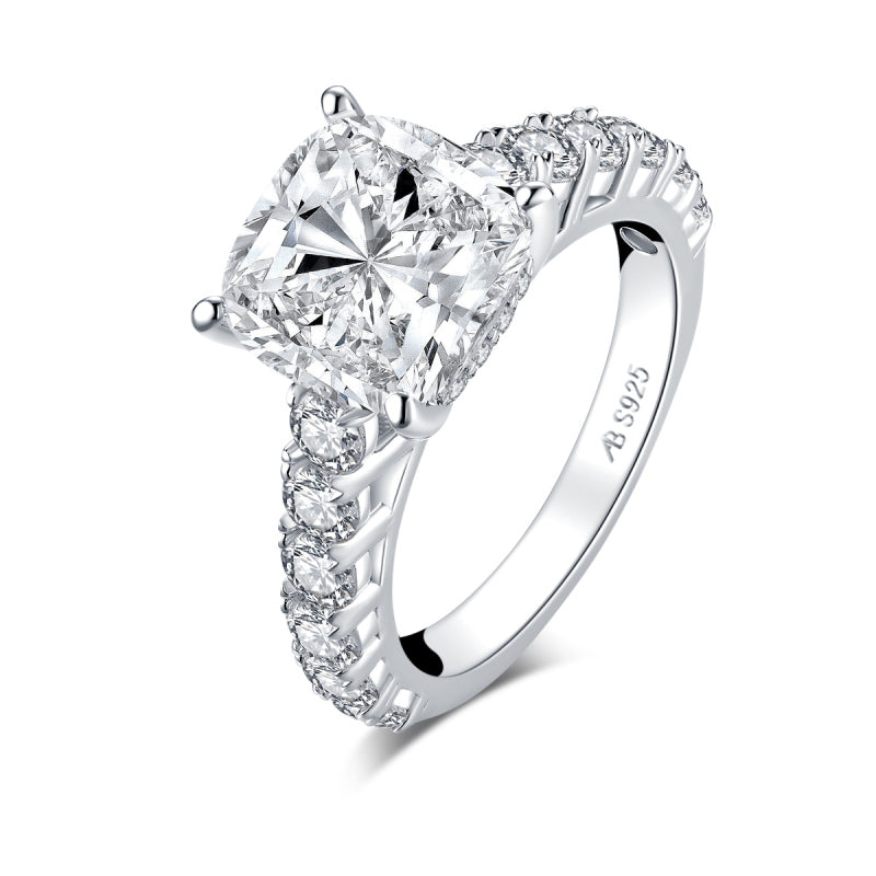 925 Sterling Silver Classic Cushion Cut CZ Diamond Ring