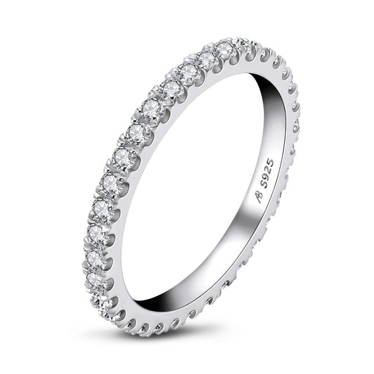 925 Sterling Silver Infinity Created CZ Eternity Band