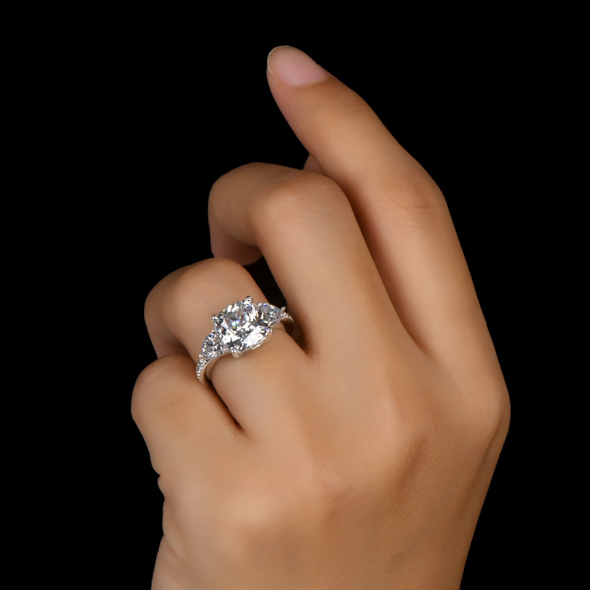 925 Sterling Silver Cushion CZ Stone Ring