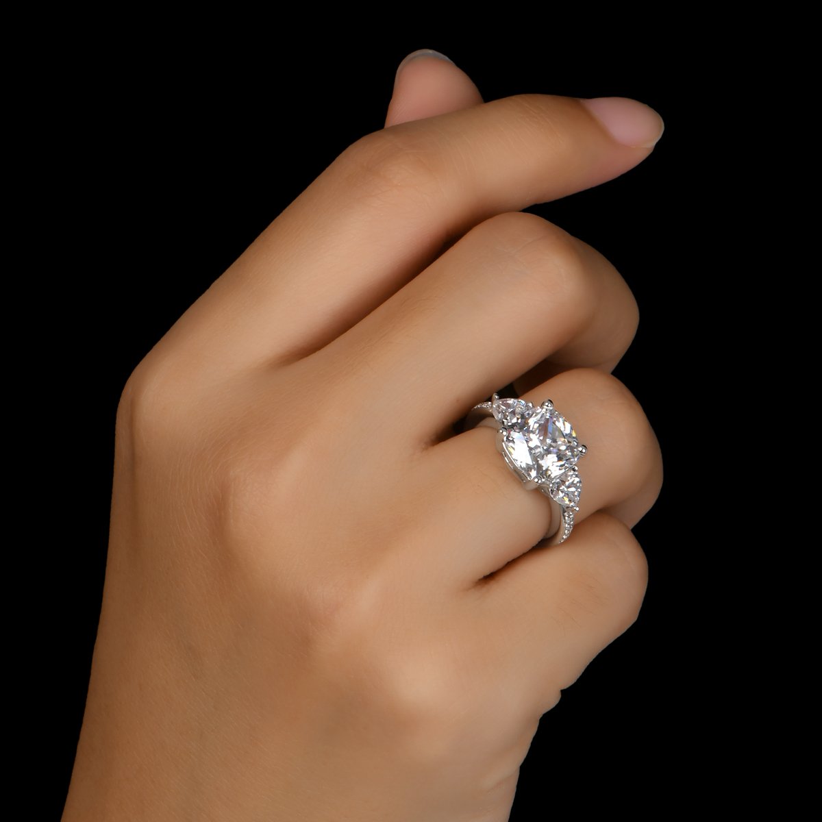 925 Sterling Silver Cushion CZ Stone Ring