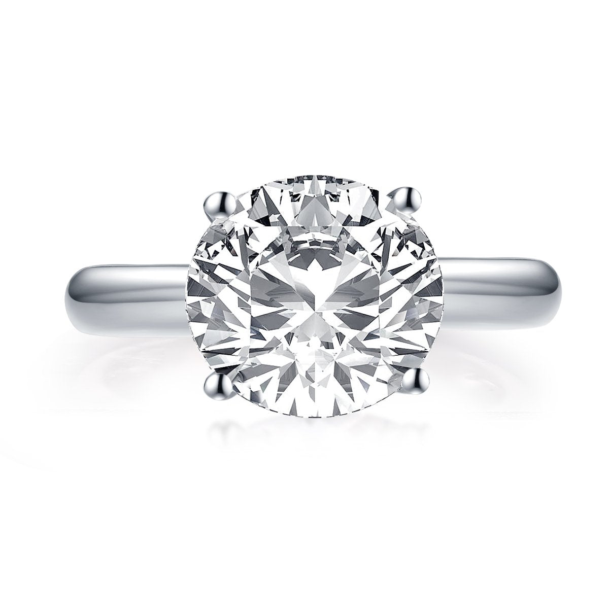 925 Sterling Silver Princess & Cushion & Round & Asscher Cut Created White Diamond Solitaire Ring