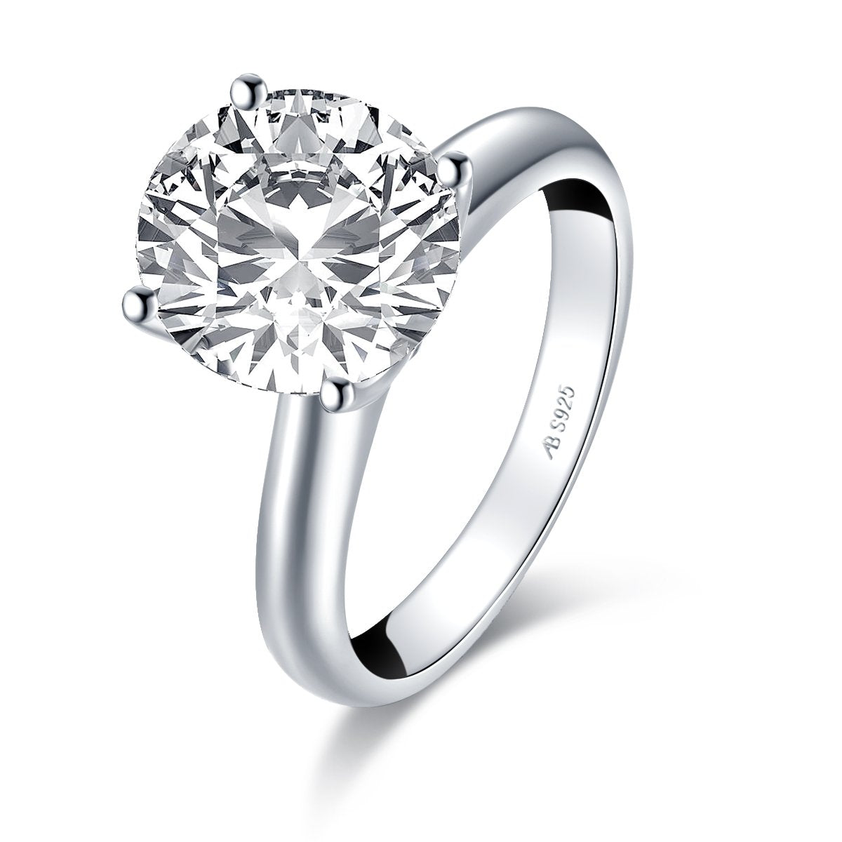 925 Sterling Silver Princess & Cushion & Round & Asscher Cut Created White Diamond Solitaire Ring