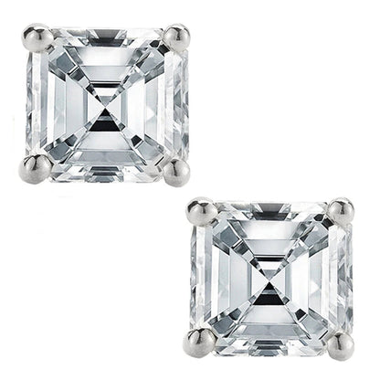 925 Sterling Silver  Asscher Cut Cubic Zirconia Stud Earrings