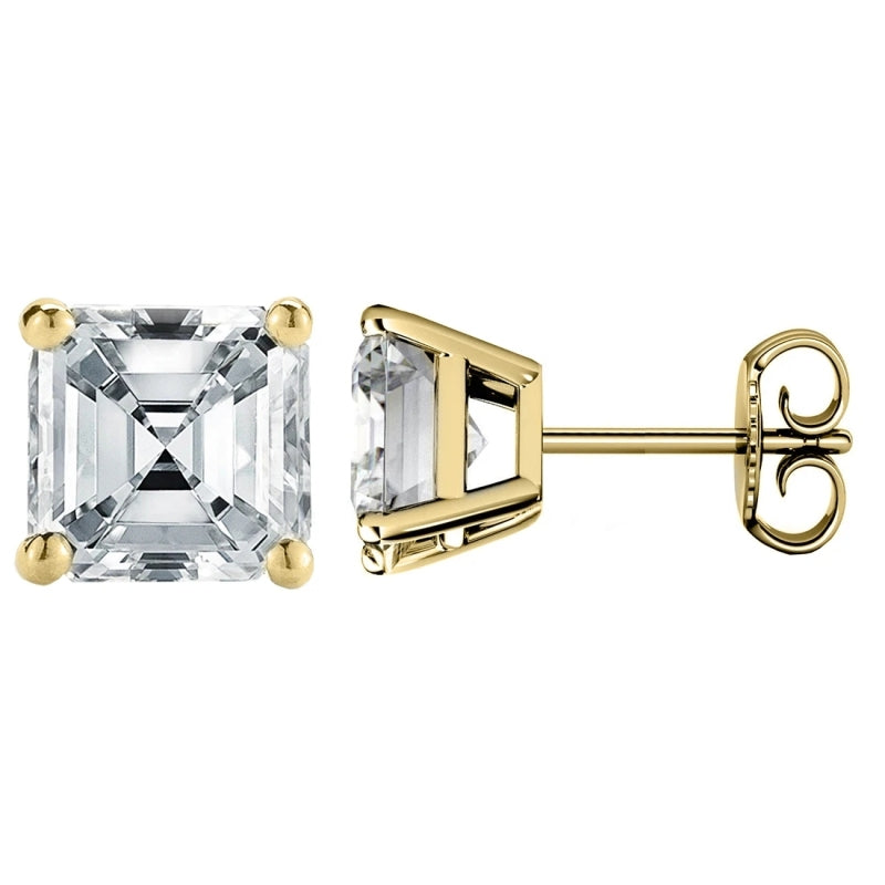 925 Sterling Silver  Asscher Cut Cubic Zirconia Stud Earrings