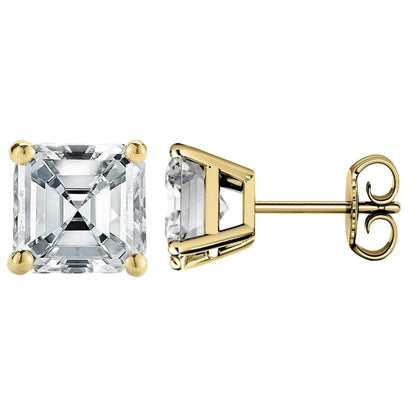 925 Sterling Silver  Asscher Cut Cubic Zirconia Stud Earrings