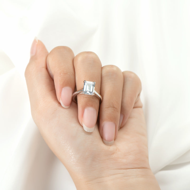 925 Sterling Silver Emerald Cut CZ Solitaire Ring