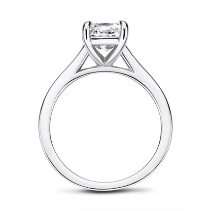 925 Sterling Silver Emerald Cut CZ Solitaire Ring