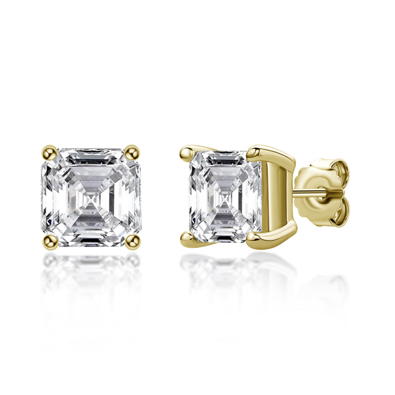 925 Sterling Silver  Asscher Cut Cubic Zirconia Stud Earrings