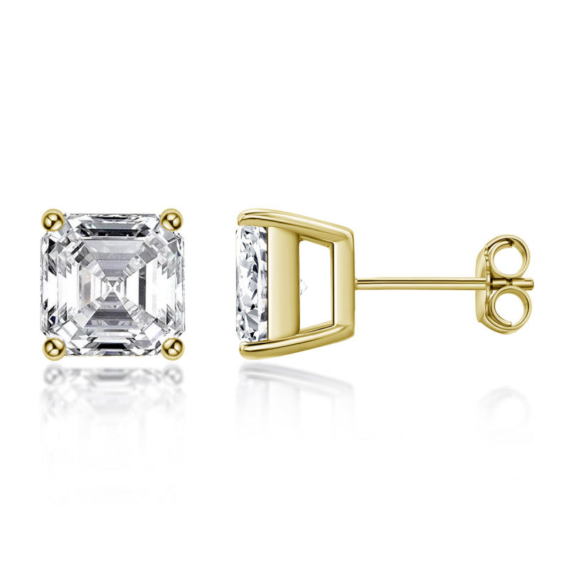 925 Sterling Silver  Asscher Cut Cubic Zirconia Stud Earrings