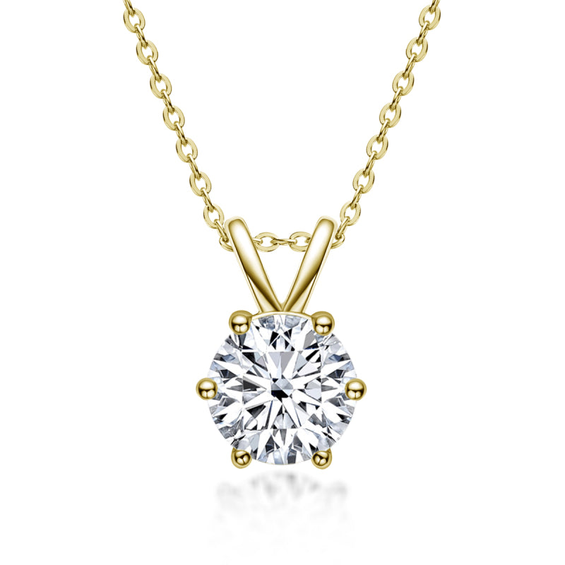 925 Sterling Silver Round Cut 2.0ct Created CZ Pendant Necklace