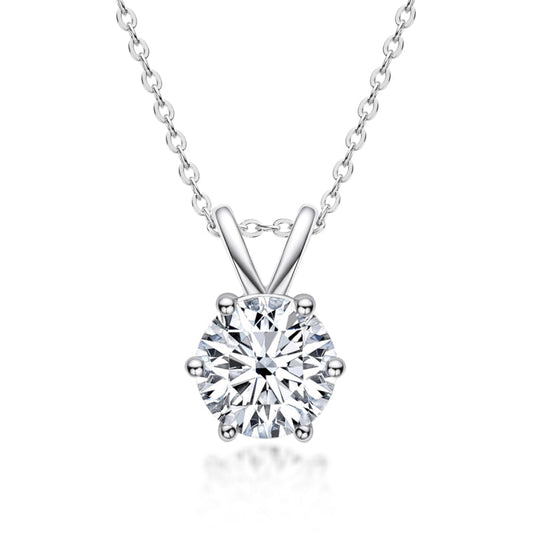 925 Sterling Silver Round Cut 2.0ct Created CZ Pendant Necklace