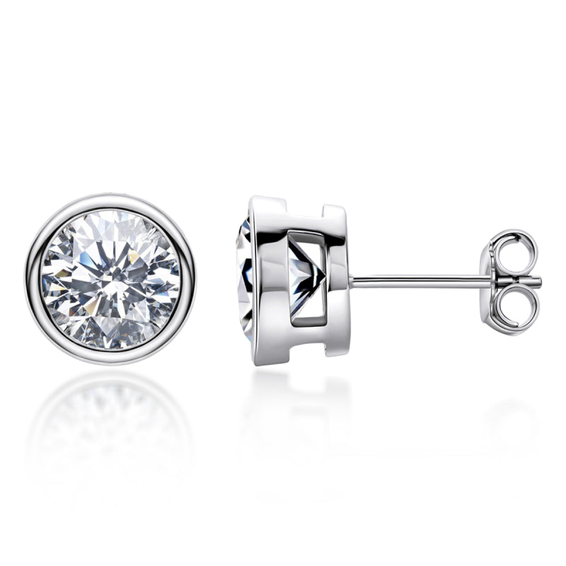 925 Sterling Silver Round Cut Cubic Zirconia Stud Earrings