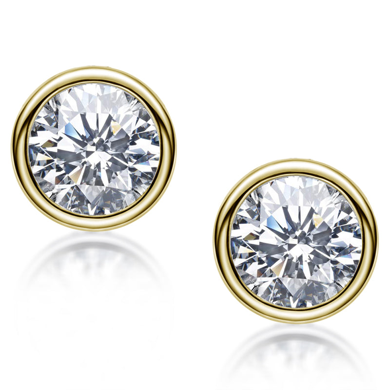 925 Sterling Silver Round Cut Cubic Zirconia Stud Earrings