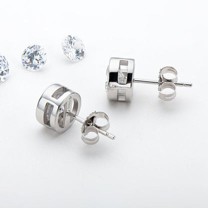 925 Sterling Silver Round Cut Cubic Zirconia Stud Earrings