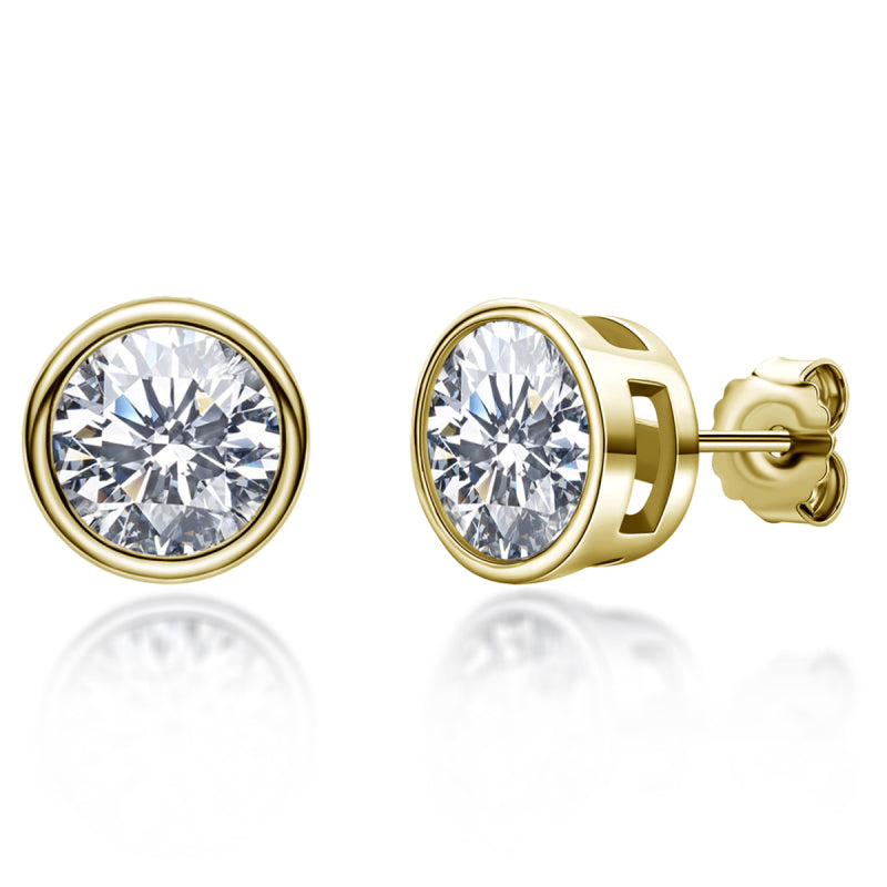 925 Sterling Silver Round Cut Cubic Zirconia Stud Earrings