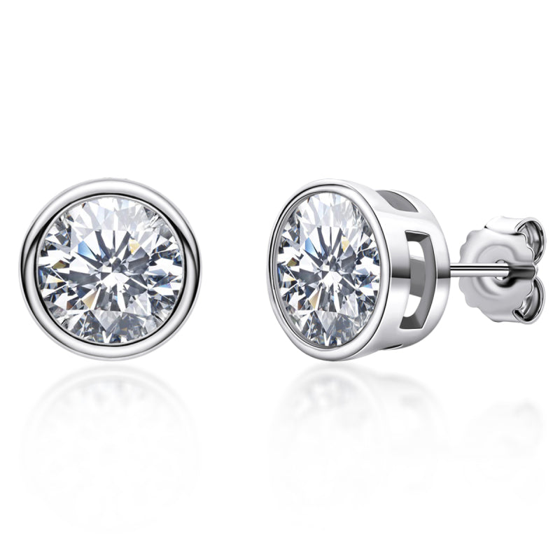 925 Sterling Silver Round Cut Cubic Zirconia Stud Earrings