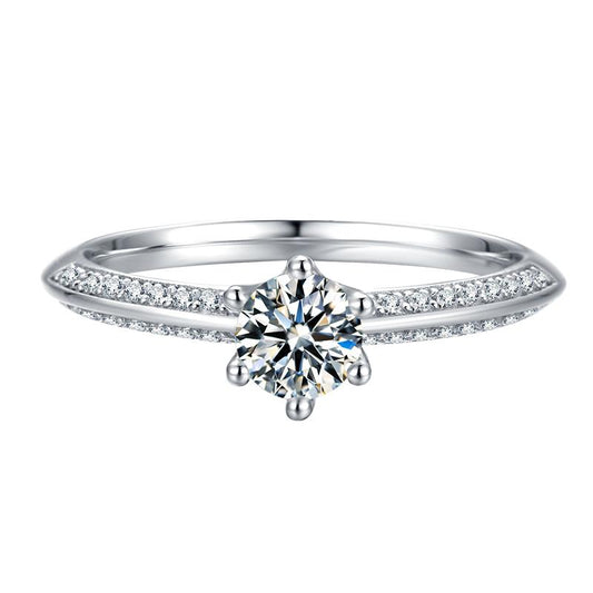 925 Sterling Silver Classic Round Cut CZ Pave Ring