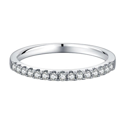 925 Sterling Silver Round Cut Half Eternity Cz  Band