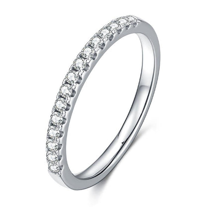 925 Sterling Silver Round Cut Cz Half Eternity Wedding Band