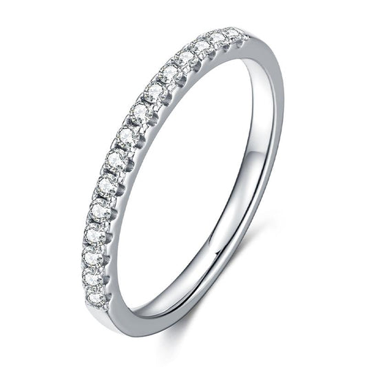 925 Sterling Silver Round Cut Cz Half Eternity Wedding Band