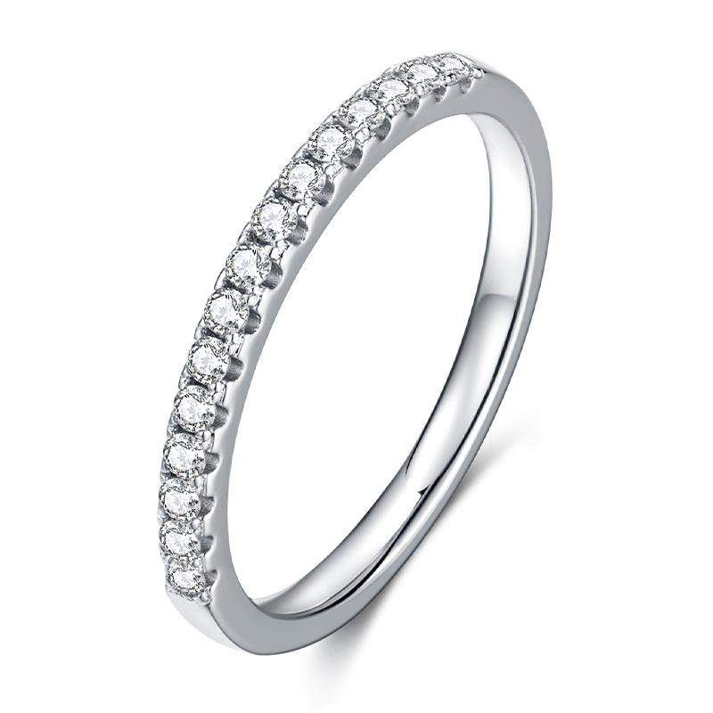 925 Sterling Silver Round Cut Half Eternity Cz  Band