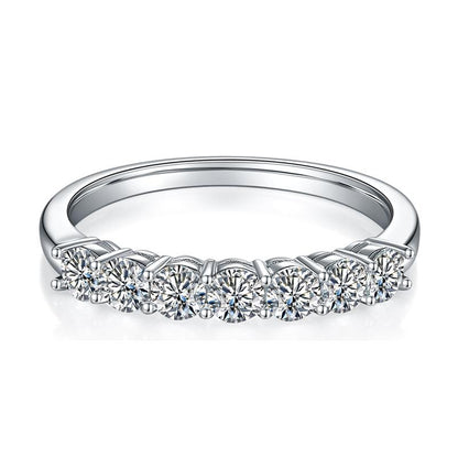 925 Sterling Silver Round Cut CZ Half Eternity Band