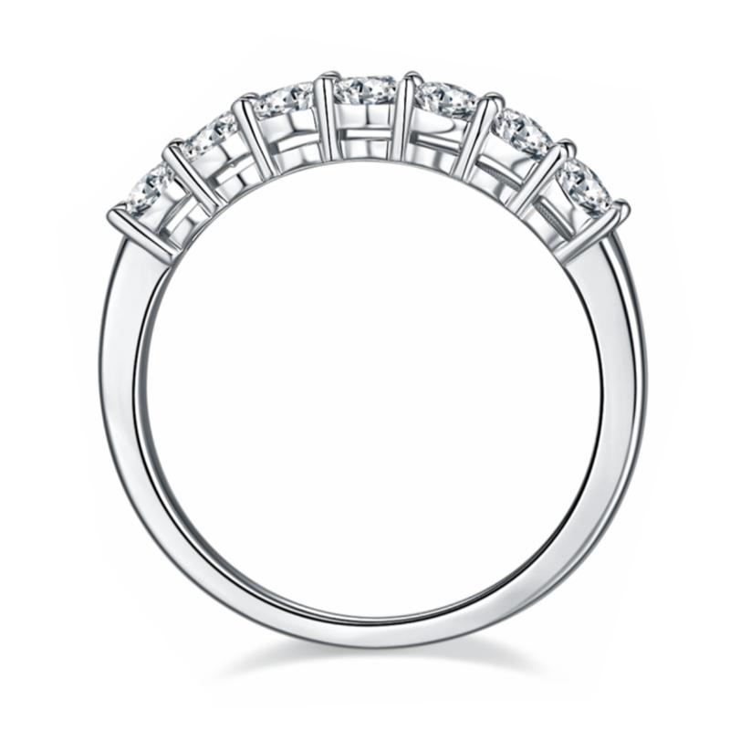 925 Sterling Silver Round Cut CZ Half Eternity Band