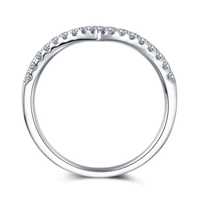 925 Sterling Silver V-Shape Round Cut CZ Wedding Band