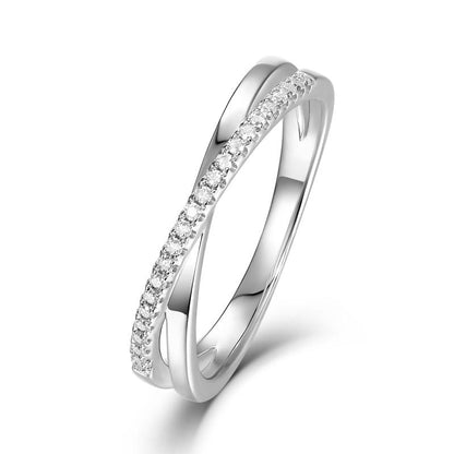 925 Sterling Silver Round Cut CZ Split Shank Wedding Band