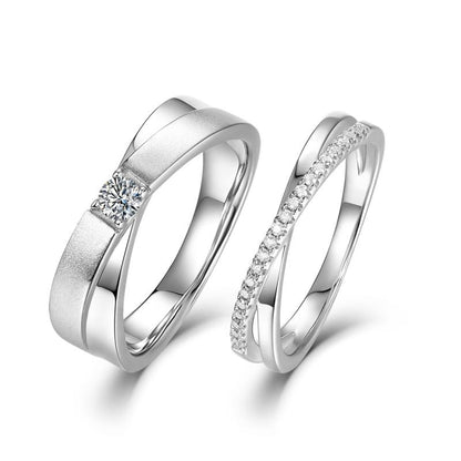 925 Sterling Silver Round Cut CZ Split Shank Wedding Band