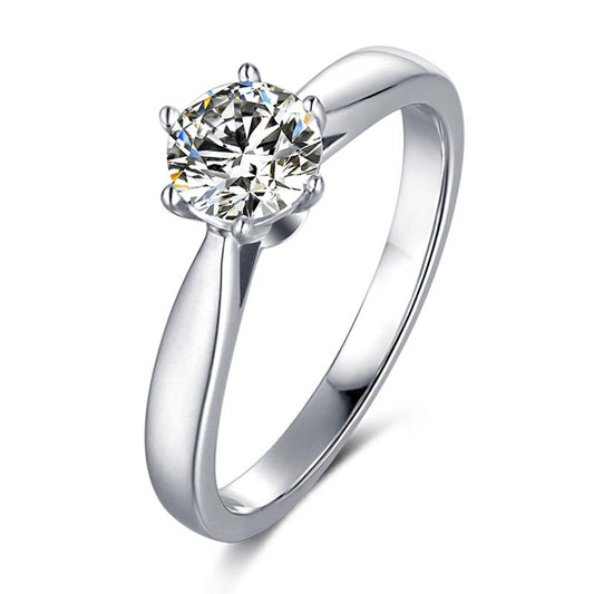 925 Sterling Silver Round Cut CZ Solitaire Ring