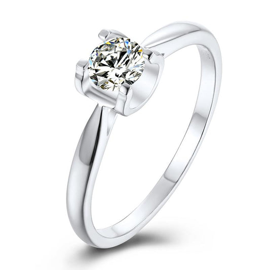 925 Sterling Silver Round Cut CZ Solitaire Ring