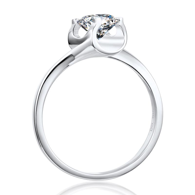 925 Sterling Silver Solitaire Round Cut Cz Twist Ring