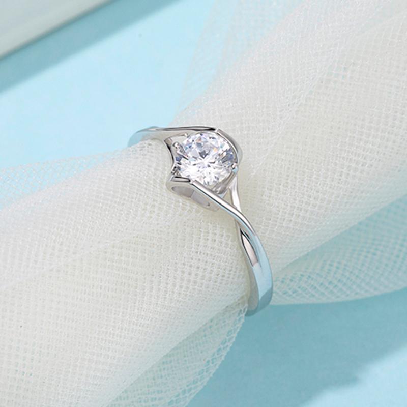 925 Sterling Silver Round Cut Solitaire CZ Diamond  Ring