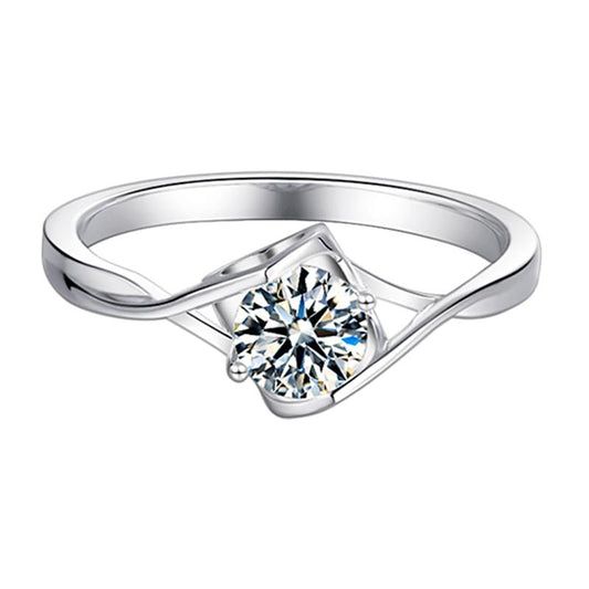 925 Sterling Silver Round Cut CZ Diamond Swirl Ring