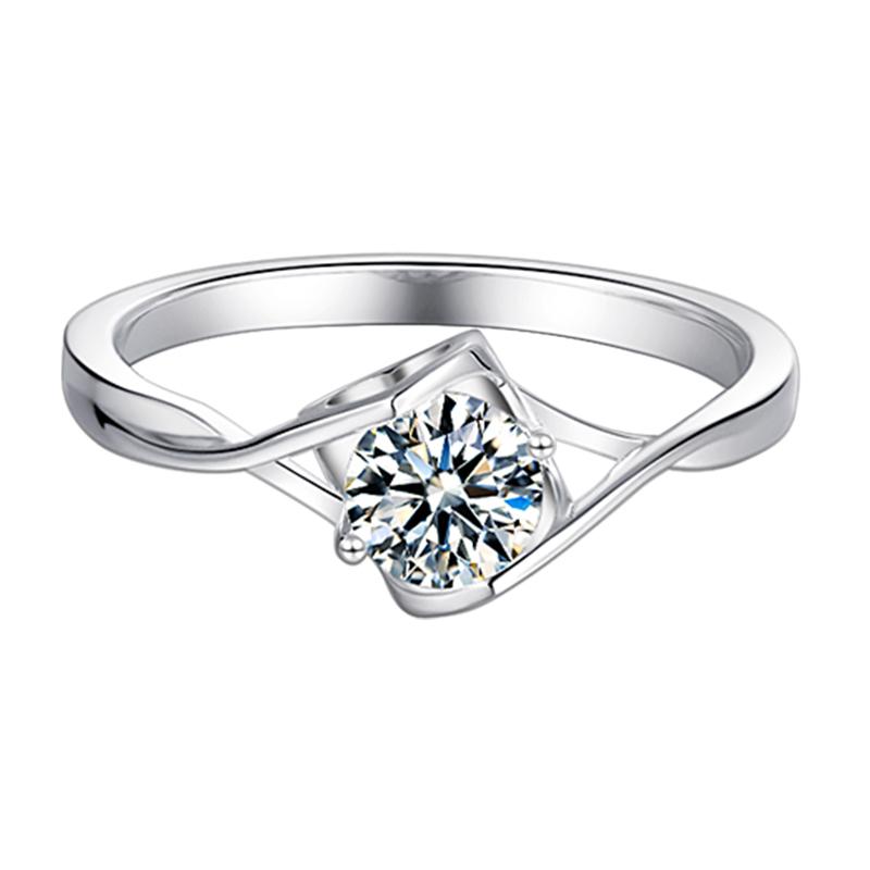 925 Sterling Silver Round Cut Solitaire CZ Diamond  Ring