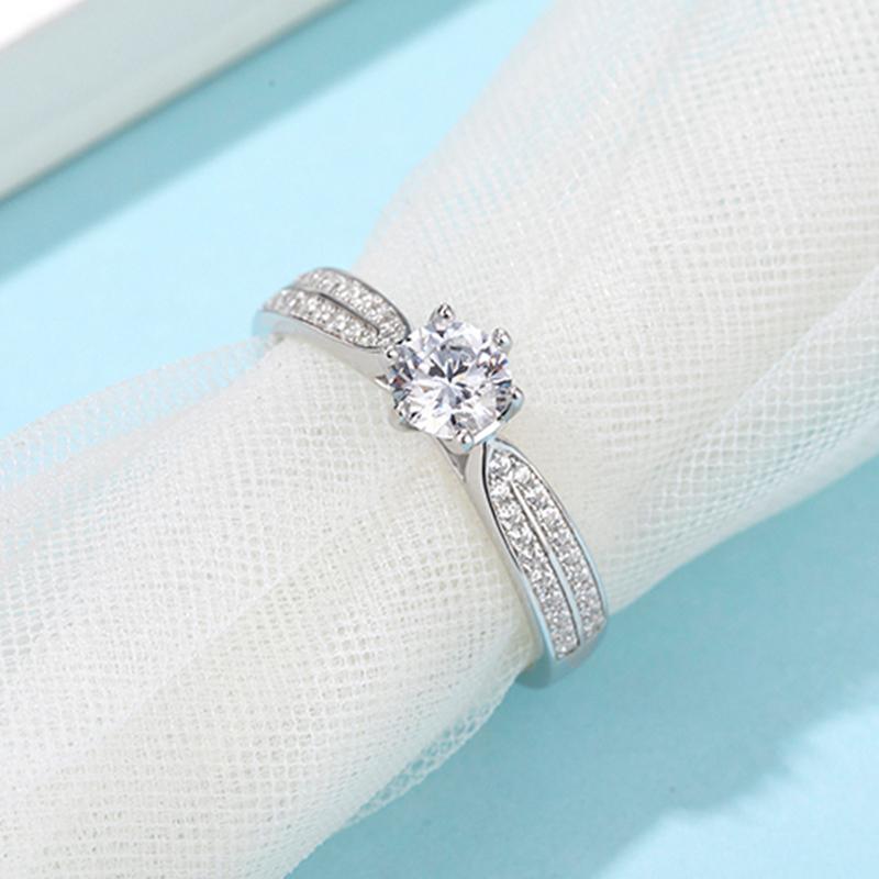 925 Sterling Silver Round Cut CZ Pave Ring