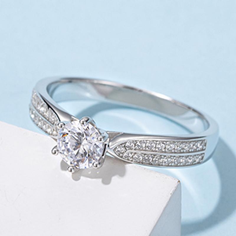 925 Sterling Silver Round Cut CZ Pave Ring