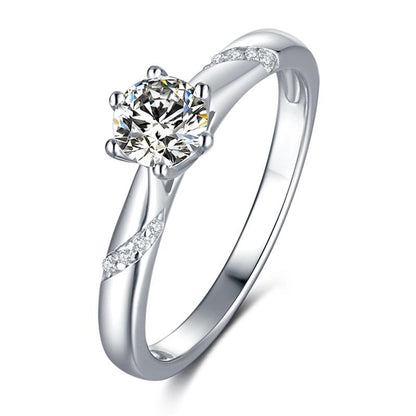 925 Sterling Silver Round Cut CZ Pave Ring