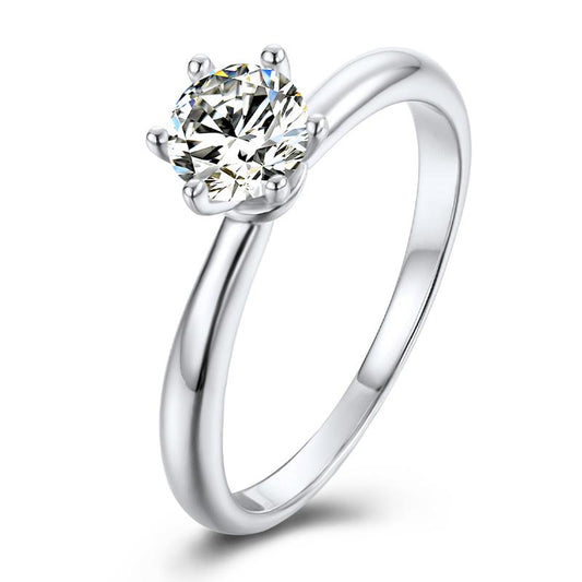 925 Sterling Silver Round Cut CZ Solitaire Ring