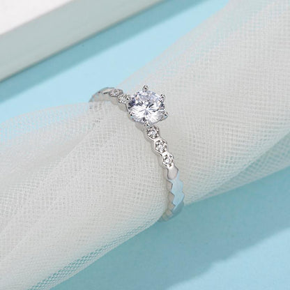 925 Sterling Silver Round Cut Semi Pave CZ Ring