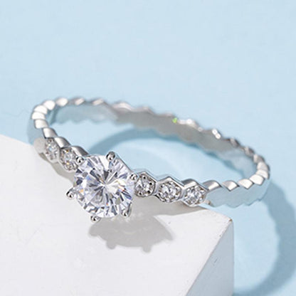 925 Sterling Silver Round Cut CZ Semi Pave Ring